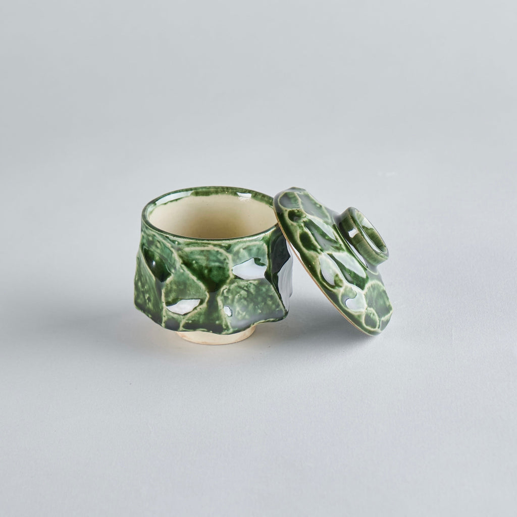 Oribe Chawanmushi Cup Green, 8.5cm x 8.5cm